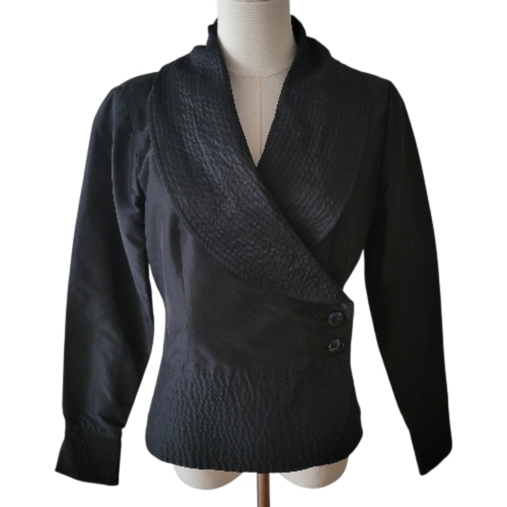 Neiman Marcus Black Silk Shawl Collar Blazer Jacket Size 4
